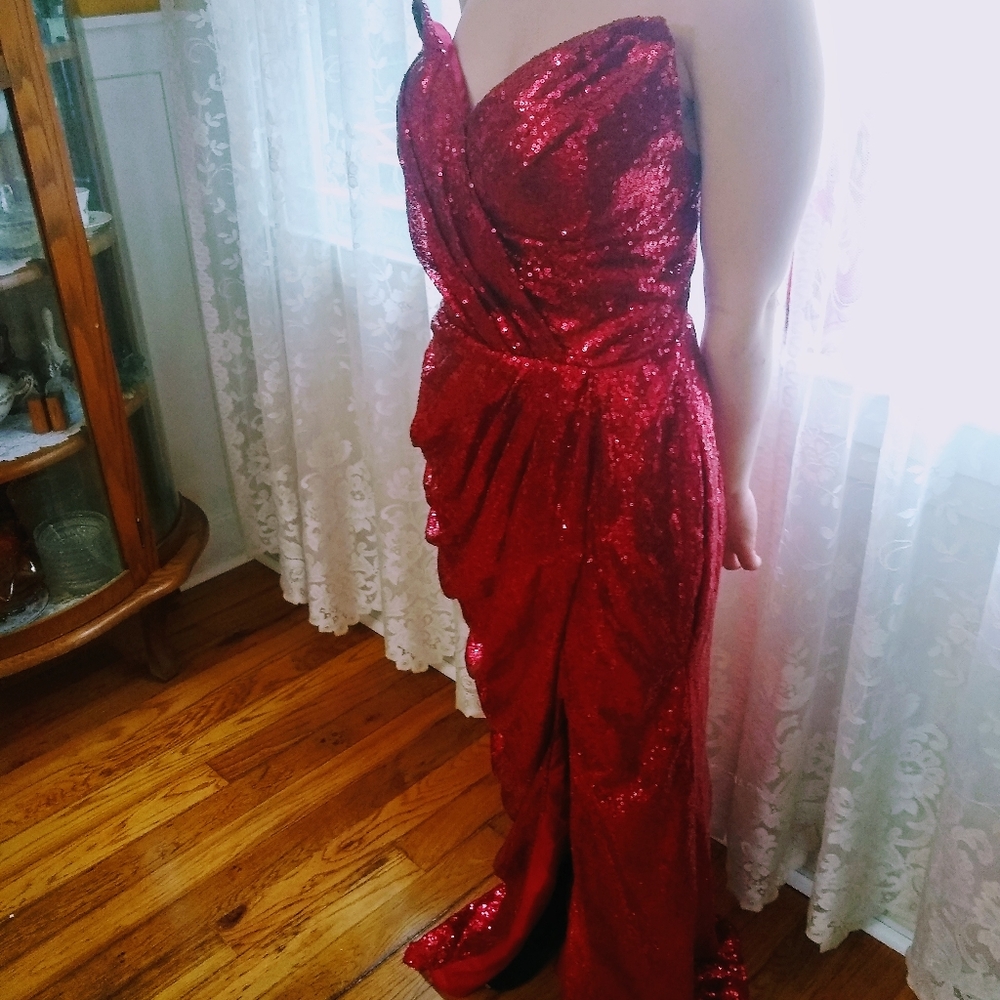 Red Sequin Prom Dress